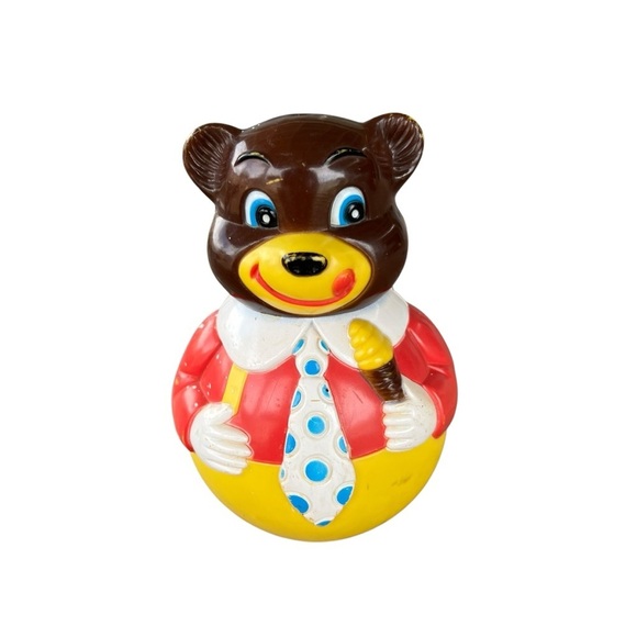 VTG Roly Poly Musical Chime Bear Toy The First Years Ice Cream 6” Patina Charm - Picture 1 of 9